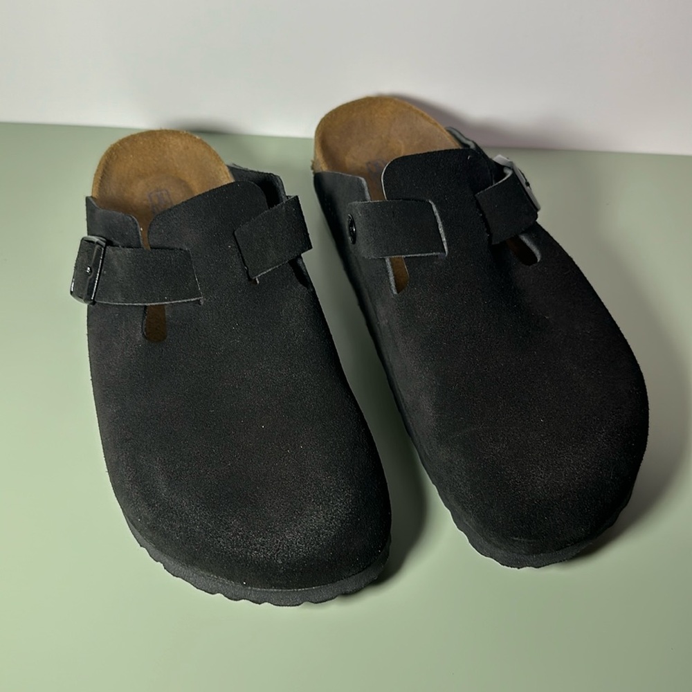 Birkenstock Boston Soft Footbed Suede Leather - Black